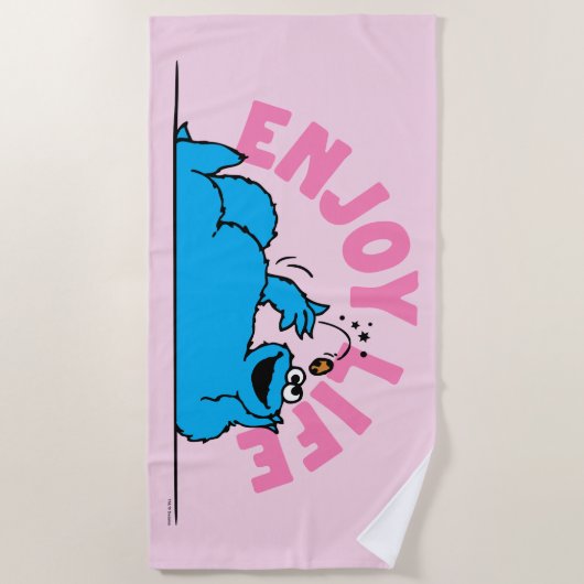 Serviette De Plage Rue Sésame | Cookies Monster Enjoy Life (Devant)