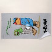 Serviette De Plage Rue Sésame | Oscar & Bruno l'éboueur (Devant)