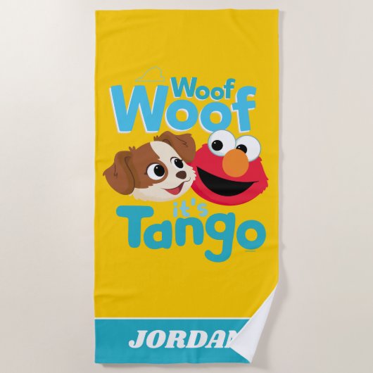 Serviette De Plage Rue Sésame | Woof Woof It's Tango & Elmo (Devant)