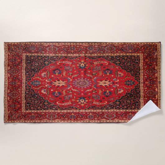 Serviette De Plage Rug perse rouge de Mashhad (Devant)