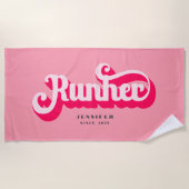 Serviette De Plage Runher Runher Runher Pink Bold Retro Font Motivati (Devant)