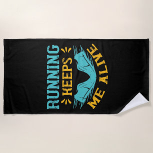 Serviette De Plage Running - Le running me garde en vie