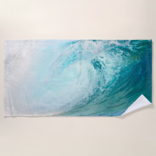 Serviette De Plage Rupture bleue fraîche de vague de l'océan