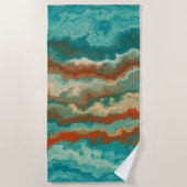 Serviette De Plage Rust et Turquoise Abstrait (Devant)