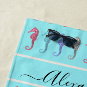 Serviette De Plage Rustic Beach Tropical Poisson Sage Vert Coral rose (En situation)