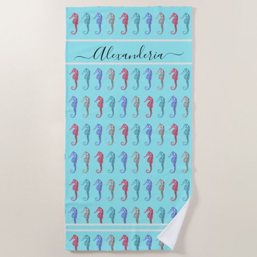 Serviette De Plage Rustic Beach Tropical Poisson Sage Vert Coral rose (Devant)