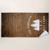 Serviette De Plage Rustic Country Famille Cabines Arbres Bois Planche (Devant)