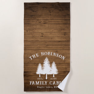 Serviette De Plage Rustic Country Famille Cabines Arbres Bois Planche