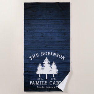 Serviette De Plage Rustic Country Family Cabine Arbres Blue Wood Impr