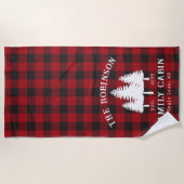 Serviette De Plage Rustic Country Family Cabine Tree Red Buffalo Plai (Devant)