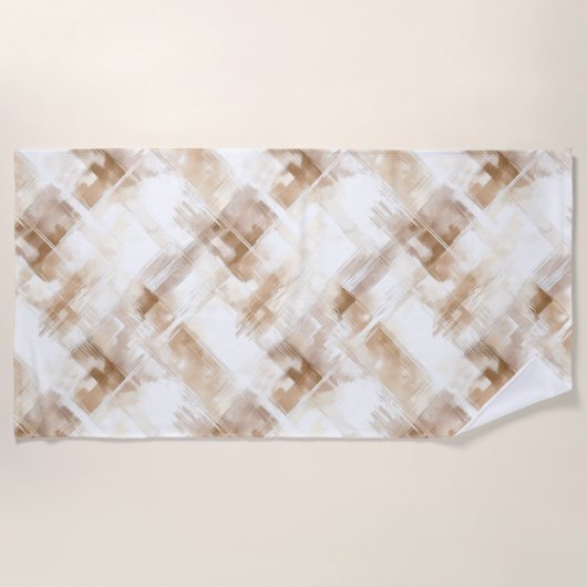 Serviette De Plage Rustic Cream Brown Stripes (Devant)