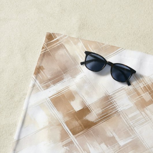 Serviette De Plage Rustic Cream Brown Stripes (En situation)
