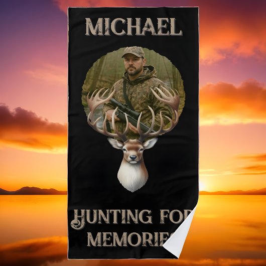 Serviette De Plage Rustic Hunter Deer Antler Outdoors Man Photo
