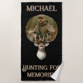 Serviette De Plage Rustic Hunter Deer Antler Outdoors Man Photo (Devant)