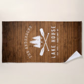 Serviette De Plage Rustic Lake House Bateau Arbres Bois Imprimer (Devant)