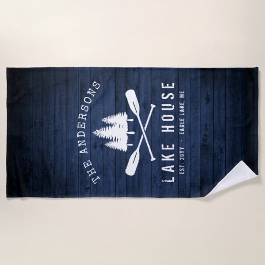 Serviette De Plage Rustic Lake House Boat (Devant)