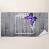 Serviette de plage rustique à papillon violet (Devant)