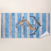 Serviette De Plage Rustique Bois Famille Plage Maison Stripes Nautiqu (Devant)