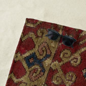 Serviette De Plage Rustique Monogramme Oriental Perse Motif rouge (En situation)