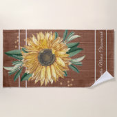 Serviette De Plage Rustique Pays Tournesol Jaune Bois Brown (Devant)