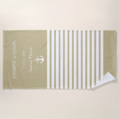 Serviette De Plage Sable Blanc Personnalisé Destination Mariage Favor (Devant)
