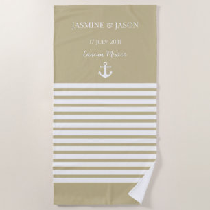 Serviette De Plage Sable Blanc Personnalisé Destination Mariage Favor