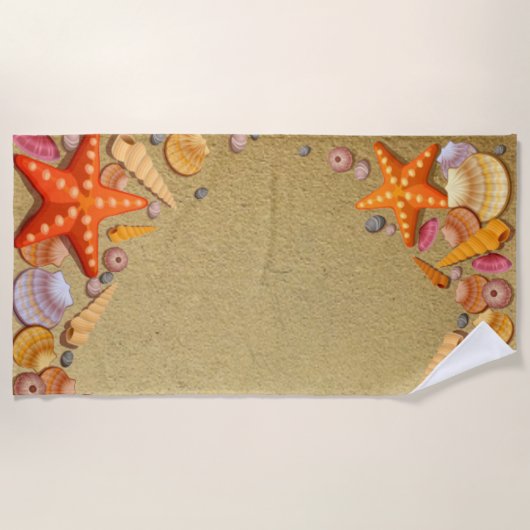 Serviette De Plage Sable et coquilles (Devant)