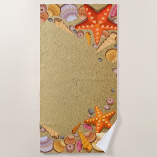 Serviette De Plage Sable et coquilles (Devant)
