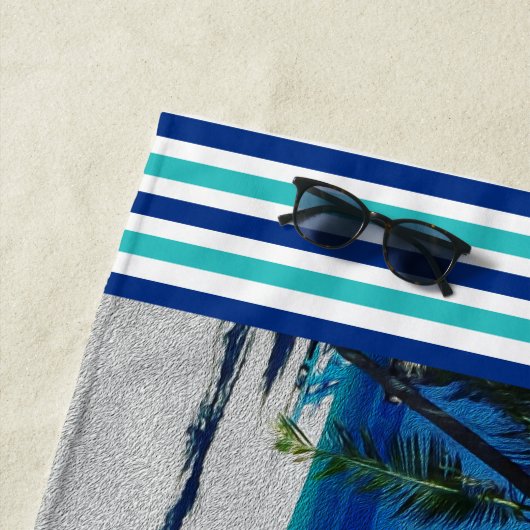 Serviette De Plage Sable Mer Sky Palm Tree Plage tropicale personnali (En situation)