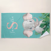 Serviette De Plage Safari dans la jungle des éléphants (Devant)