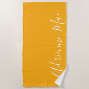 Serviette De Plage Saffron Jaune Simplement Personnalisé