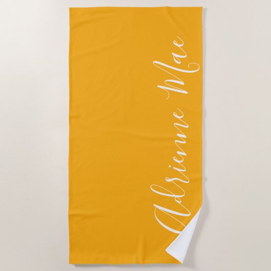 Serviette De Plage Saffron Jaune Simplement Personnalisé (Devant)