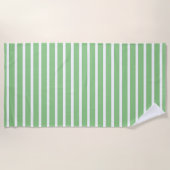 Serviette De Plage Sage Green White Stripe Printemps été personnalisé (Devant)