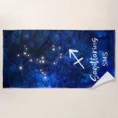 Serviette De Plage Sagittaire Zodiac Constellation Galaxie Monogramme (Devant)