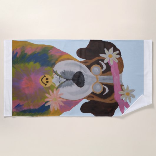 Serviette De Plage Saint Bernard Hippie (Devant)