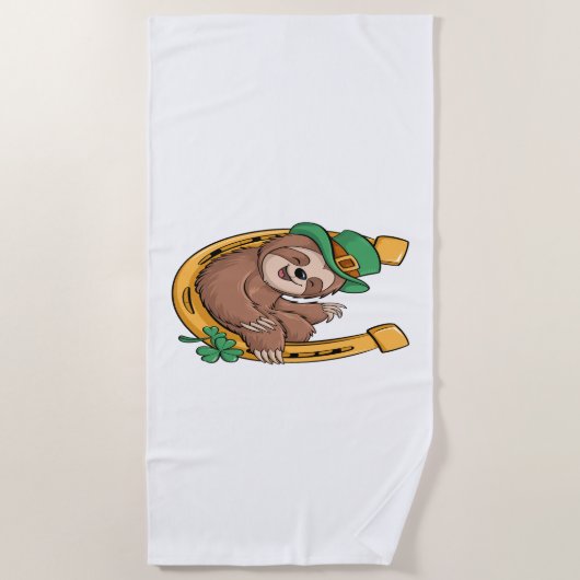 Serviette De Plage Saint Patrick's Day Sloth Horseshoe Lucky (Devant)