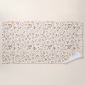 Serviette De Plage Saint-Valentin Cœurs Marrons Crème (Devant)