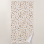 Serviette De Plage Saint-Valentin Cœurs Marrons Crème (Devant)