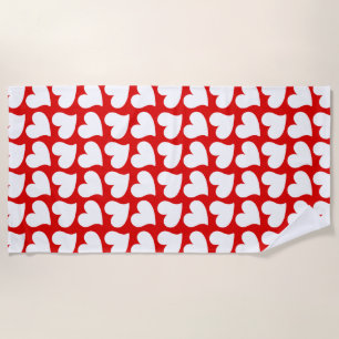 SERVIETTE DE PLAGE SAINT-VALENTIN COEURS ROUGES ET BLANCS SAINT-VALEN