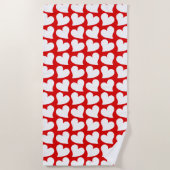 SERVIETTE DE PLAGE SAINT-VALENTIN COEURS ROUGES ET BLANCS SAINT-VALEN (Devant)