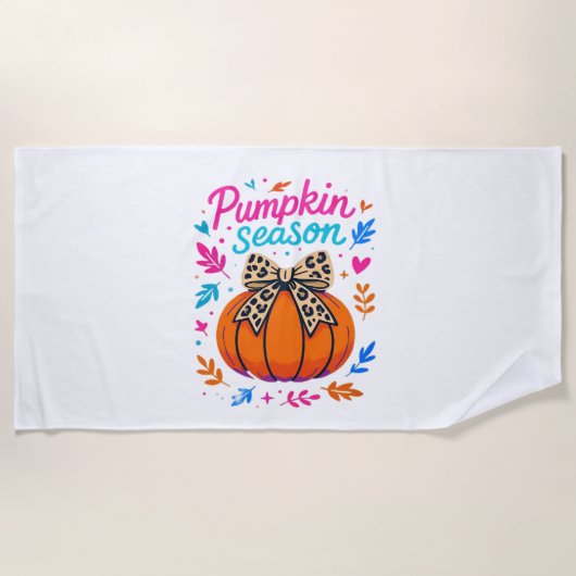 Serviette De Plage Saison citrouille Leopard Bow Design - mignon auto (Devant)