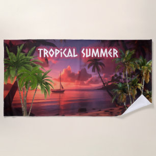 Serviette De Plage Saison de Vacances d'Été Tropical