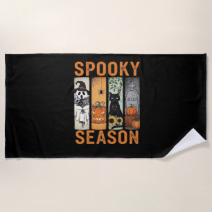 Serviette De Plage Saison éffrayante - Fantôme mignon, Chat noir, Cit