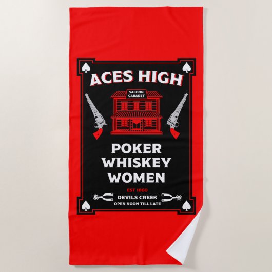 Serviette De Plage Salon de la Frontière Américaine Cowboy (Devant)