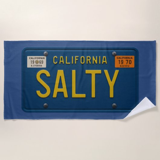 Serviette De Plage Salty Retro 69 California License Plate | Surfer (Devant)