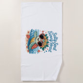 Serviette De Plage Salty Soul Sunny Heart Turtle Été (Devant)