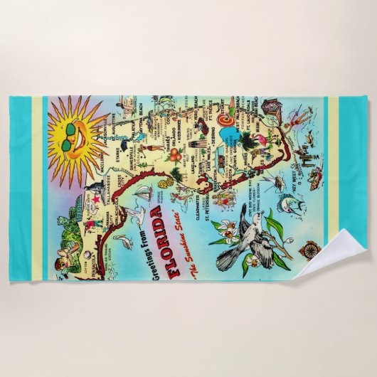 Serviette De Plage Salutations de Floride (Devant)