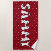 Serviette De Plage Sammy épelée dans des lettres de Chien Samoyé (Devant)