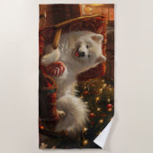 Serviette De Plage Samoyed Chien Festive de Noël (Devant)