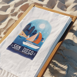 Serviette De Plage San Diego California Vintage voyage